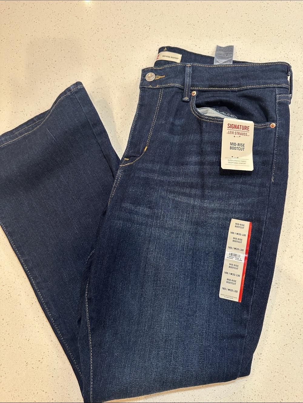 Signature by Levi Strauss Dark Indigo Jeans with Tan Patch - Picture 9 of 9